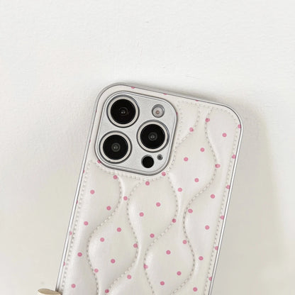 【ウェーブキルティング】ドットステッチ×クッション スマホケース｜iPhone対応 #241220