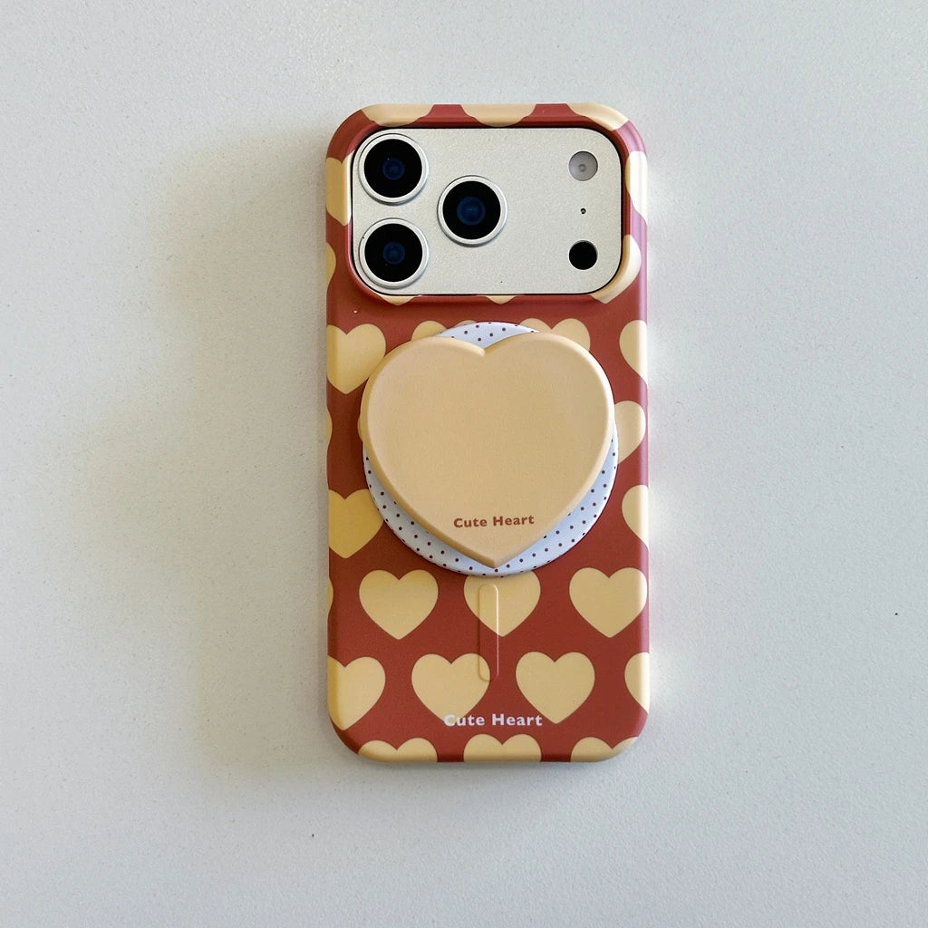 ポップ バイカラーハート グリップ付き iPhoneケース #260531