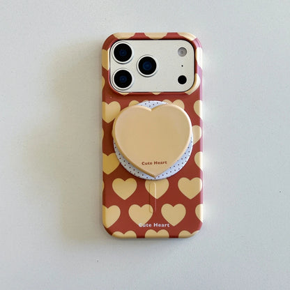 ポップ バイカラーハート グリップ付き iPhoneケース #260531