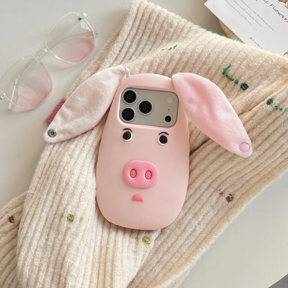 PIG フェイス 耳付き ブタ iPhoneケース｜3D 立体モチーフ #240315