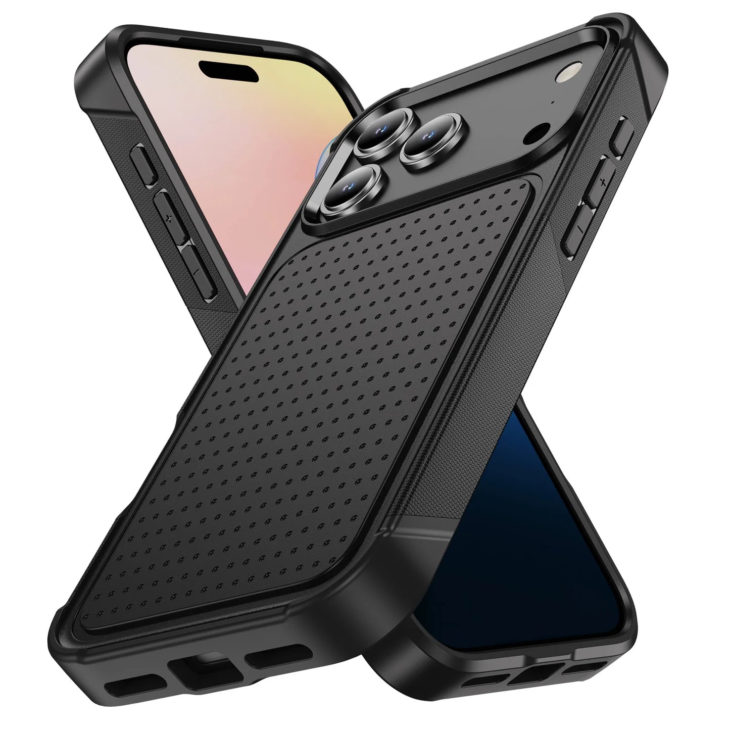 グリップデザイン 耐衝撃 iPhoneケース｜滑り止めバックパネル #240107