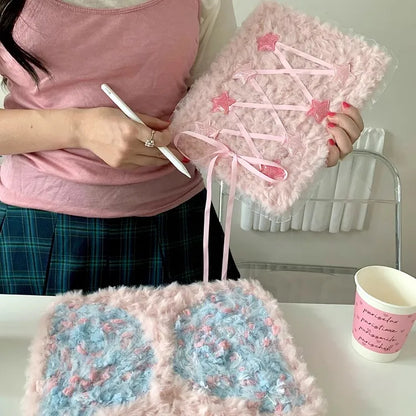 【iPad】ふわもこリボン スター×フリル デザイン タブレット ケース｜iPad対応 #250917t