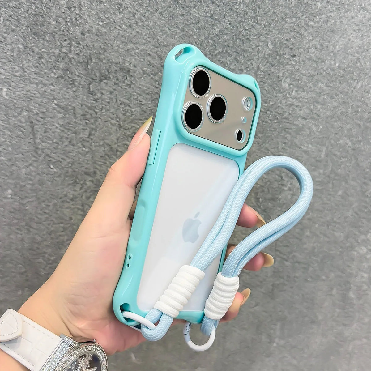【ウェーブフレーム】クリアストラップ付き iPhoneケース (全8色) トレンド・ビビッド PCA #261211
