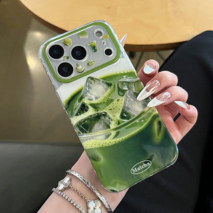 抹茶ラテデザイン ドリンクモチーフ iPhoneケース｜カフェ風・ユニーク #260078