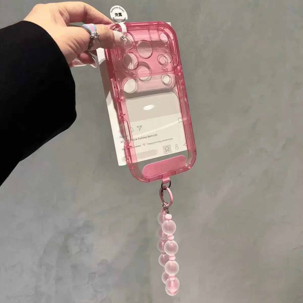 キャンディカラー クリア ビーズストラップ付き iPhoneケース｜ちゅるん・透明感 #261251
