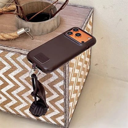 【スタークラフトレザー】星チャーム×レザーボール付き スマホケース｜iPhone対応 #250309