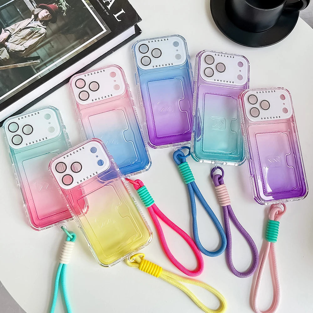 【グラデーションシリーズ】キラキラ透明感 グラデーションカラー カード収納付き スマホケース｜iPhone対応 #251022