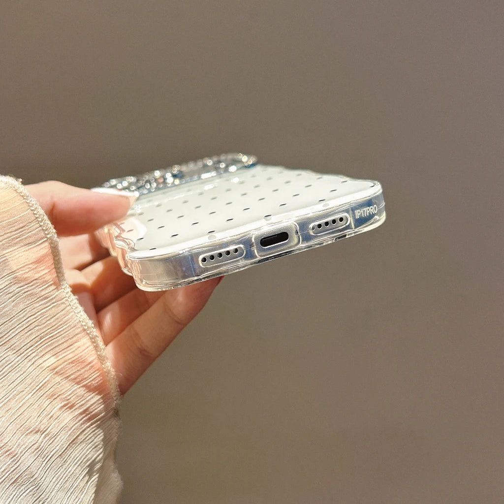 【ドットジュエルミラー】ラインストーン×水玉デザイン スマホケース｜iPhone対応 #250120