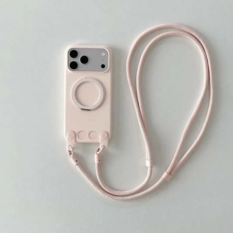 【ショルダーストラップ付き】シリコン リングスタンド iPhoneケース｜くすみカラー・淡色 PCA #261285