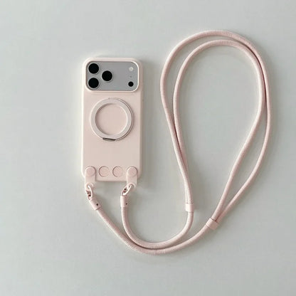 【ショルダーストラップ付き】シリコン リングスタンド iPhoneケース｜くすみカラー・淡色 PCA #261285