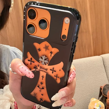 【ヴィンテージクロス】ビッグクロス×マットブラック スマホケース｜iPhone対応 #240728