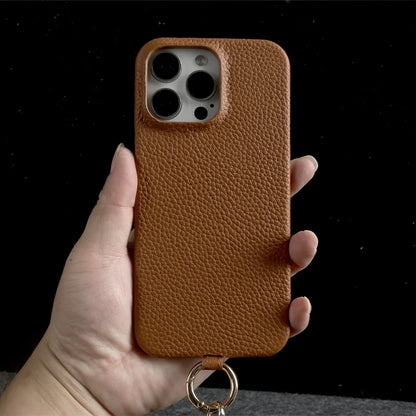 【本革シリーズ】名入れカスタム ロングストラップ付き レザー スマホケース｜ iPhoneケース #241011