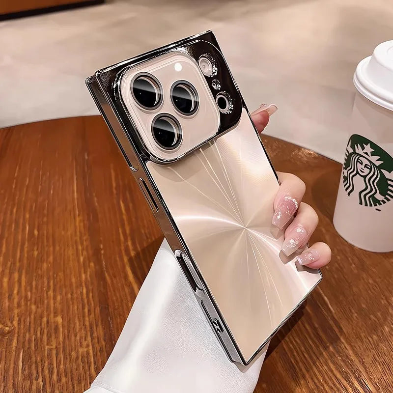 スクエアシリーズ メタリックデザイン iPhoneケース｜シャープライン・ミラー風仕上げ #240408