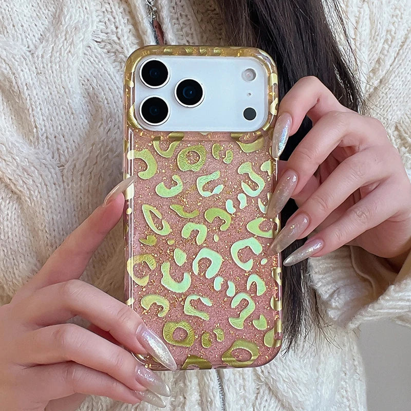 ゴールドレオパード ヒョウ柄 クリア iPhoneケース｜高級感デザイン #240303