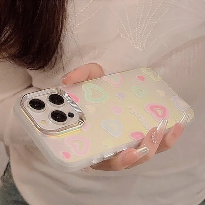 【立体ハートグリップ】パステルカラー キラキラ グリッターケース｜iPhone対応 #250504