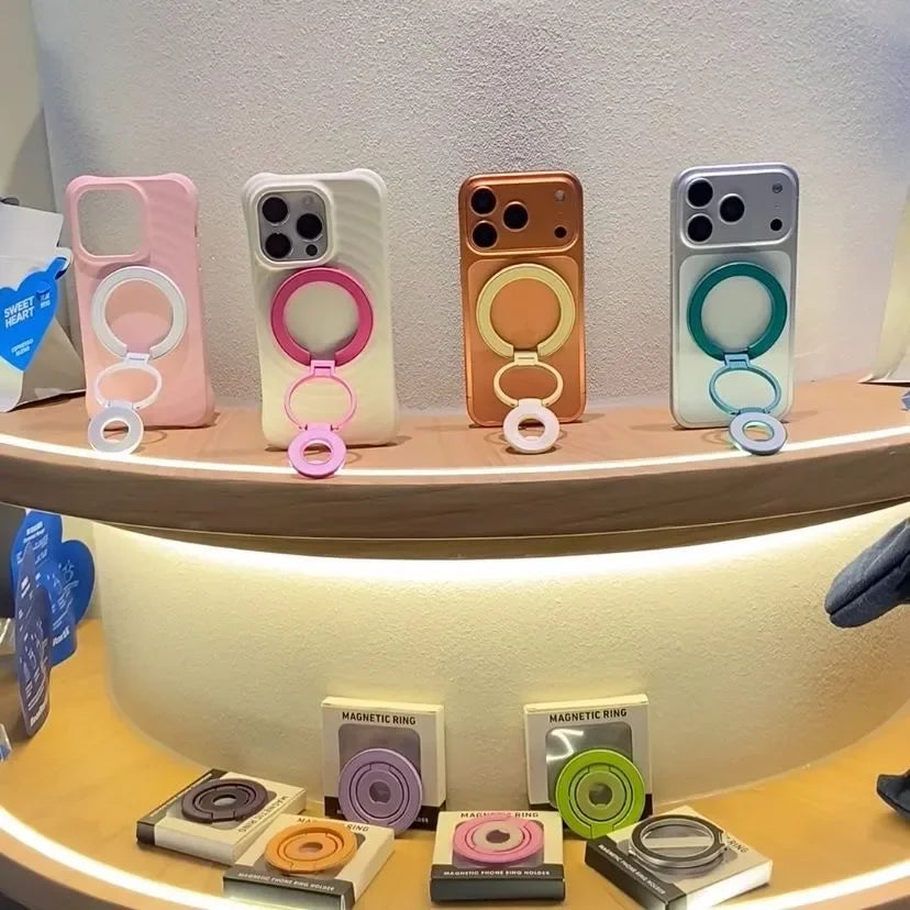 【スマホリング】バイカラー リングスタンド付き Magnet内蔵 iPhoneケース｜大人かわいい・トレンド #261081
