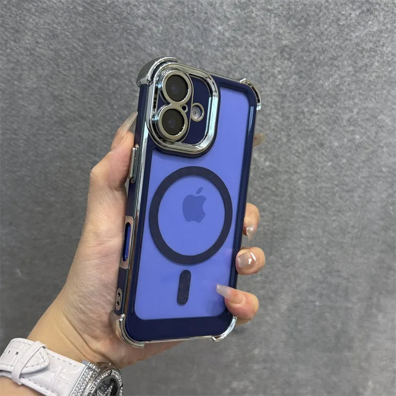 【Magsafe対応】メタリックフレーム クリアカラー × ストラップ付き スマホケース｜iPhone対応 #250228