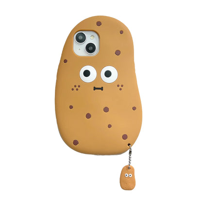 【3Dデザイン】ポテトキャラクター iPhoneケース かわいい 韓国風 ポテト型 ストラップ付き シリコン耐衝撃 ソフトケース｜iPhone対応 #251231
