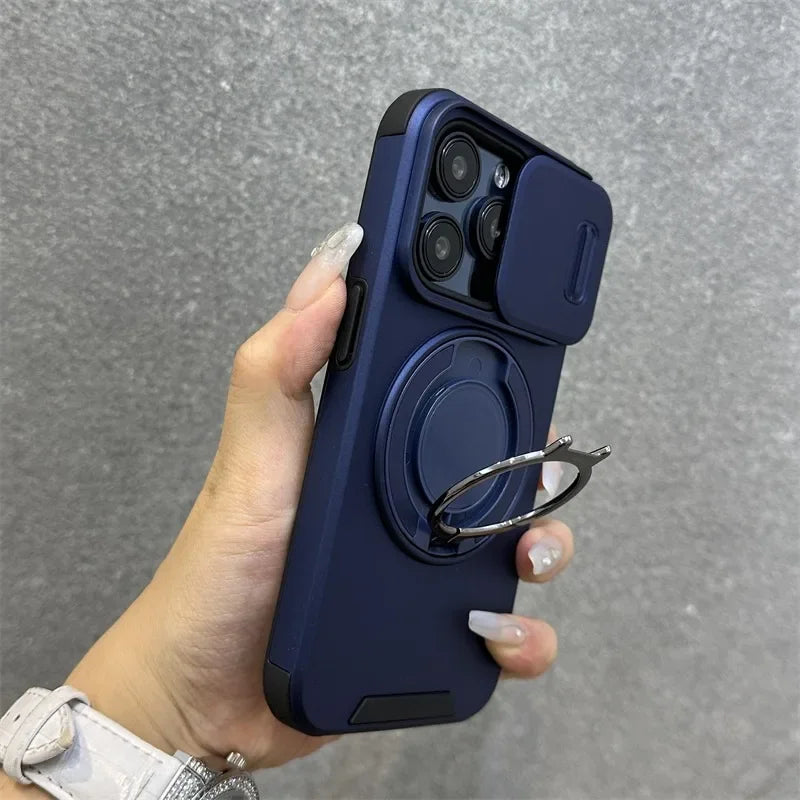 【耐衝撃シリーズ】カメラレンズカバー付き マグネット対応 スタンド機能 ストラップ付き スマホケース｜iPhone対応 #251226