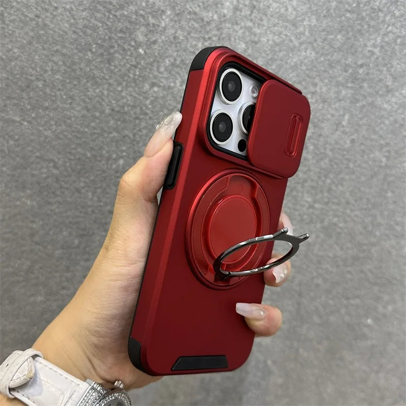 【耐衝撃シリーズ】カメラレンズカバー付き マグネット対応 スタンド機能 ストラップ付き スマホケース｜iPhone対応 #251226