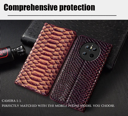 【本革シリーズ】ブックスタイル クロコダイル調 レザー型押し 手帳型 iPhoneケース #240131