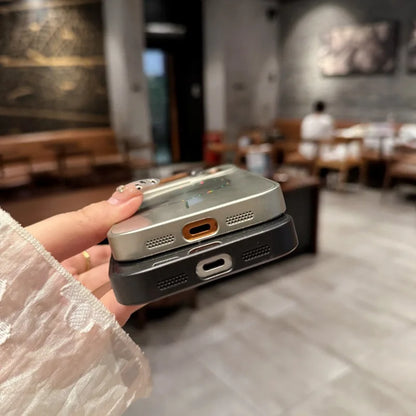 【Magnet内蔵】メタリックリングシールド × レインボー光沢 スマホケース｜iPhone対応 #250314