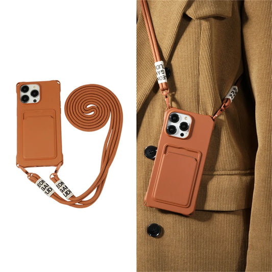 【ネオンストラップカード】カードポケット×ショルダーストラップ スマホケース｜iPhone対応 #240805