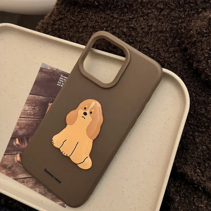 【ボヌールドッグ】くすみパステル×わんこモチーフ スマホケース｜iPhone対応 #250220