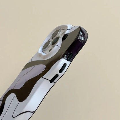 【モノトーンシリーズ】個性派アートライン モダンモノクロデザイン スマホケース｜iPhone対応 #251018