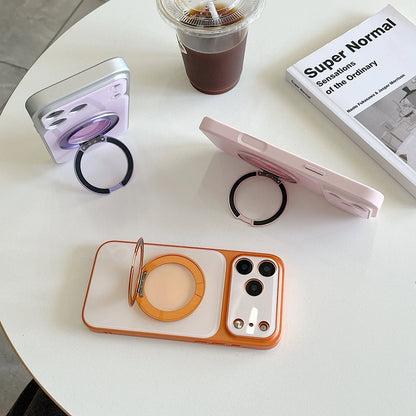 ふんわり 滲みチーク グラデ リンググリップ iPhoneケース｜パステルカラー・スタンド付き #230913