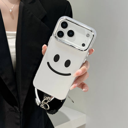 【スマイルシルバーストラップ】ニコちゃん × メタリックエッジ スマホケース｜iPhone対応 #250207