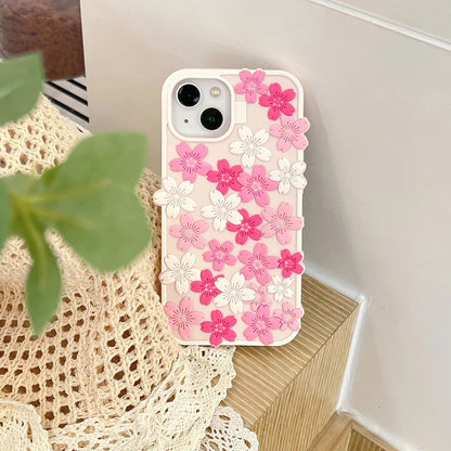 【フラワーシリーズ】桜フラワー 立体3Dデザイン スマホケース｜iPhone対応 #251024