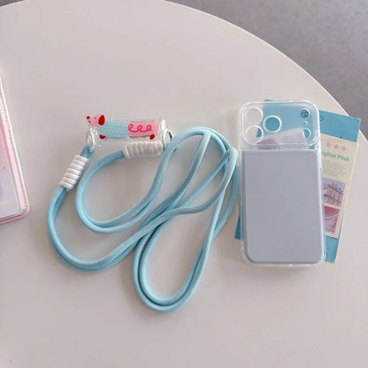 ワンちゃんチャーム ショルダーストラップ付き クリア iPhoneケース｜淡色・ゆめかわ #261262