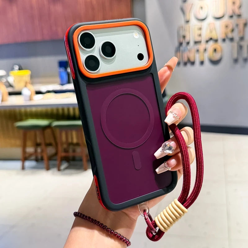 【ハンドストラップ付き】バイカラー マグネット内蔵 iPhoneケース（全5色） カジュアル・スポーティー PCA #261181