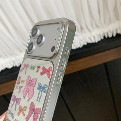 【カラフルリボンミラー】 リボンストラップ付き スマホケース｜iPhone対応 #240912