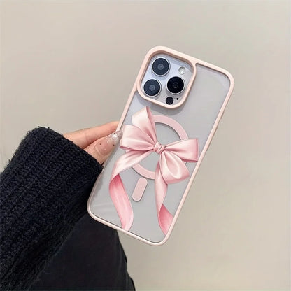 Magnet内蔵 リボンデザイン クリア iPhoneケース #260307