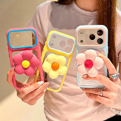 ぷっくりフラワー ソフトシリコン iPhoneケース｜スタンドホルダー付 #260073