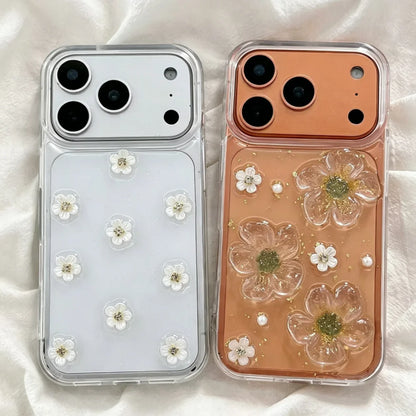 フラワー キラキララメ クリア iPhoneケース｜立体 3D 花モチーフ・透明感デザイン #230801