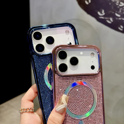 【Magnet内蔵】キラキラ グリッターラメ ストーン × マグネット対応 スマホケース｜iPhone対応 #250319