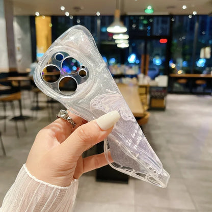 グリッター バタフライ クリア iPhoneケース｜ラメ入り・ソフトTPU #240227