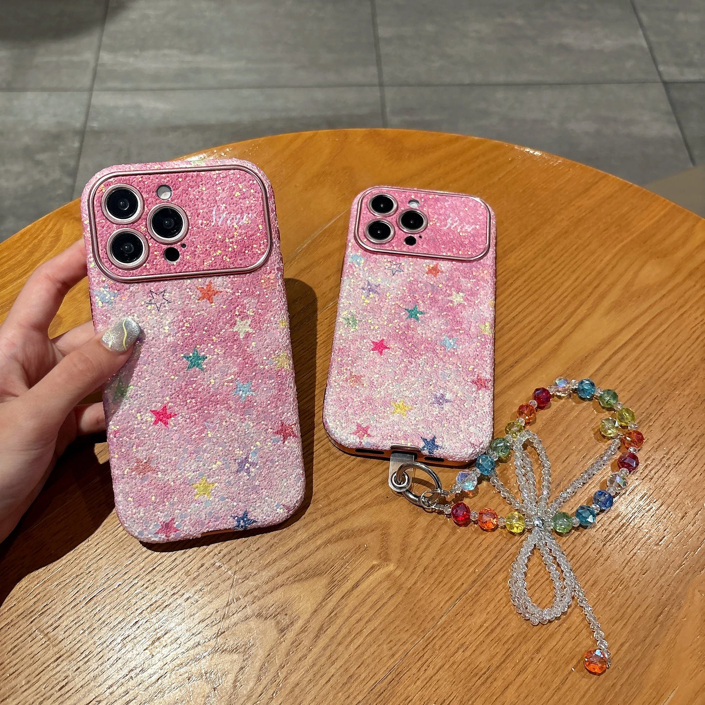 【グリッターシリーズ】 スターラメ ピンク グリッターケース｜iPhone対応 #240905