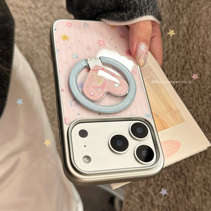 ハート リンググリップ スター iPhoneケース｜クリア・Magnet内蔵・韓国ガーリー #231007
