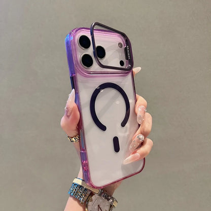 【グラデーションフレーム】 ワンタッチスタンド クリア スマホケース｜iPhone対応 #240902