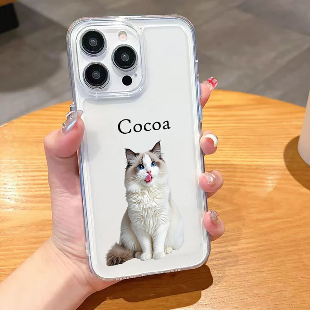 【カスタムNAMEシリーズ】ペット写真 × カスタム ネーム 印字 クリア フォトケース｜iPhone対応 #241008