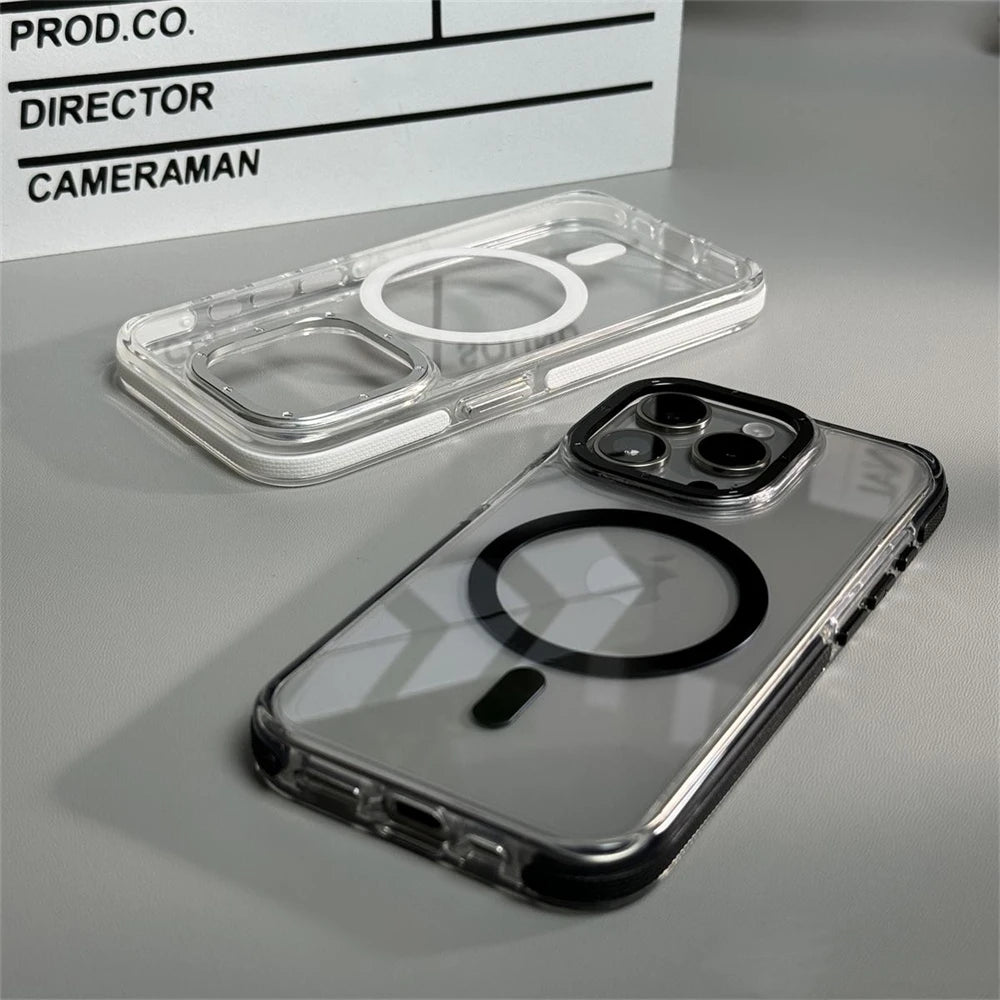 【クリアケース】透明 クリアバンパー iPhoneケース MagSafe対応 カラー縁取り 耐衝撃 スマホケース｜iPhone対応 #250406