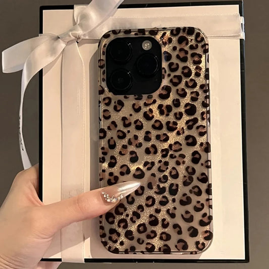 【グロッシーレオパード】艶レオパード × クリアベース スマホケース｜iPhone対応 #250614