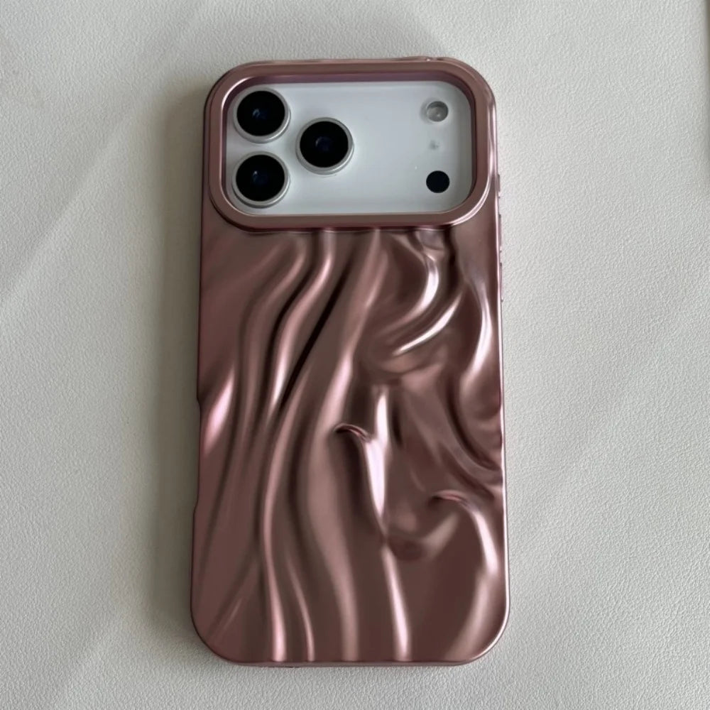【メタリックウェーブシリーズ】光沢 3Dデザイン スマホケース｜iPhone対応 #251210