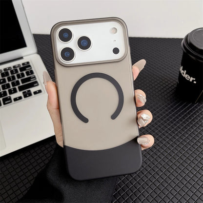 バイカラー Magnet内蔵 シンプル配色デザイン iPhoneケース｜くすみカラー・ミニマル #231111
