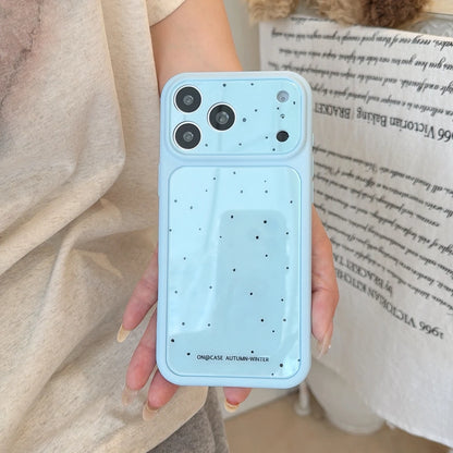 ドット柄 ハートチャームストラップ付き iPhoneケース｜淡色パステル #260049