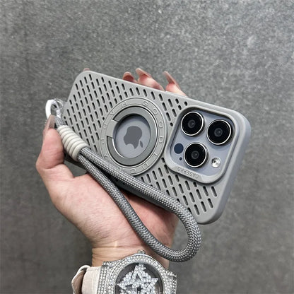 【折りたたみリングスタンド】耐衝撃 iPhoneケース ロープストラップ付き  落下防止 スポーツ風デザイン シリコンケース ｜iPhone対応 #250410